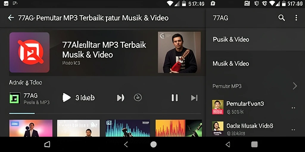 Tampilan antarmuka pengguna 77AG yang menarik untuk Pemutar MP3.