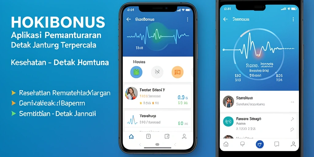 Antarmuka HOKIBONUS menunjukkan fungsi pemantauan detak jantung yang sederhana.
