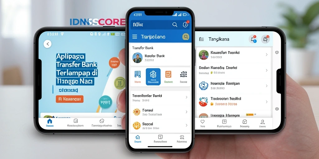 Antarmuka utama IDNSCORE untuk kemudahan transfer bank.