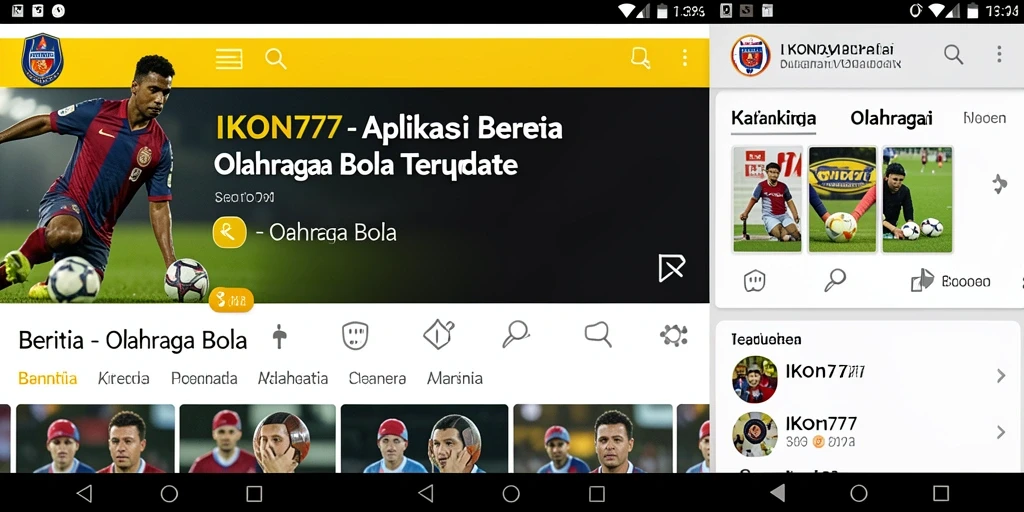 Tampilan antarmuka aplikasi Olahraga Bola IKON777 yang menarik dan informatif.
