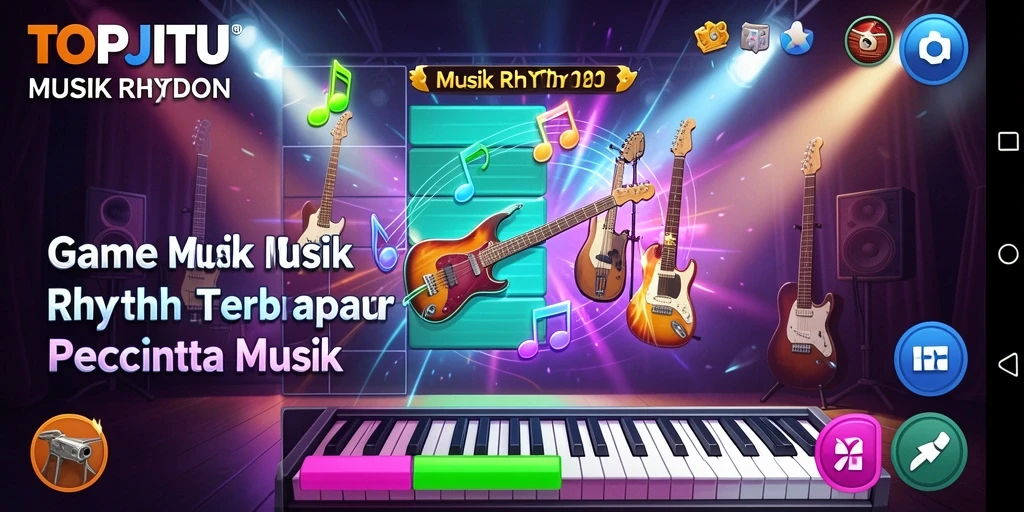 Antarmuka dinamis dan fungsional dari game Musik Rhythm.
