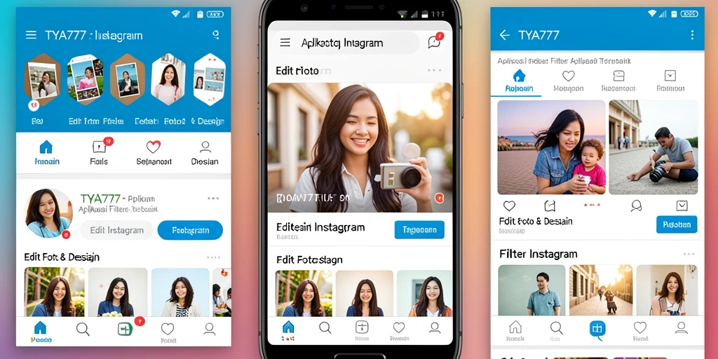 Antarmuka TYA777 menampilkan beragam filter Instagram yang menarik.