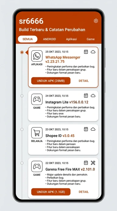 Riwayat Versi sr6666 untuk Pengguna Android